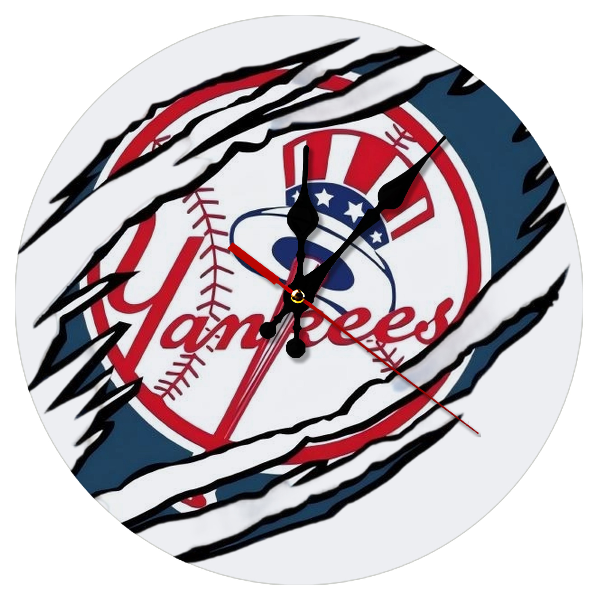 New York Yankees Claw Logo Silent Round Wall Clock – Modern & Stylish DIY Design, Durable Wood Construction, Easy To Install – Perfect For Office, Bedroom, Living Room, And More